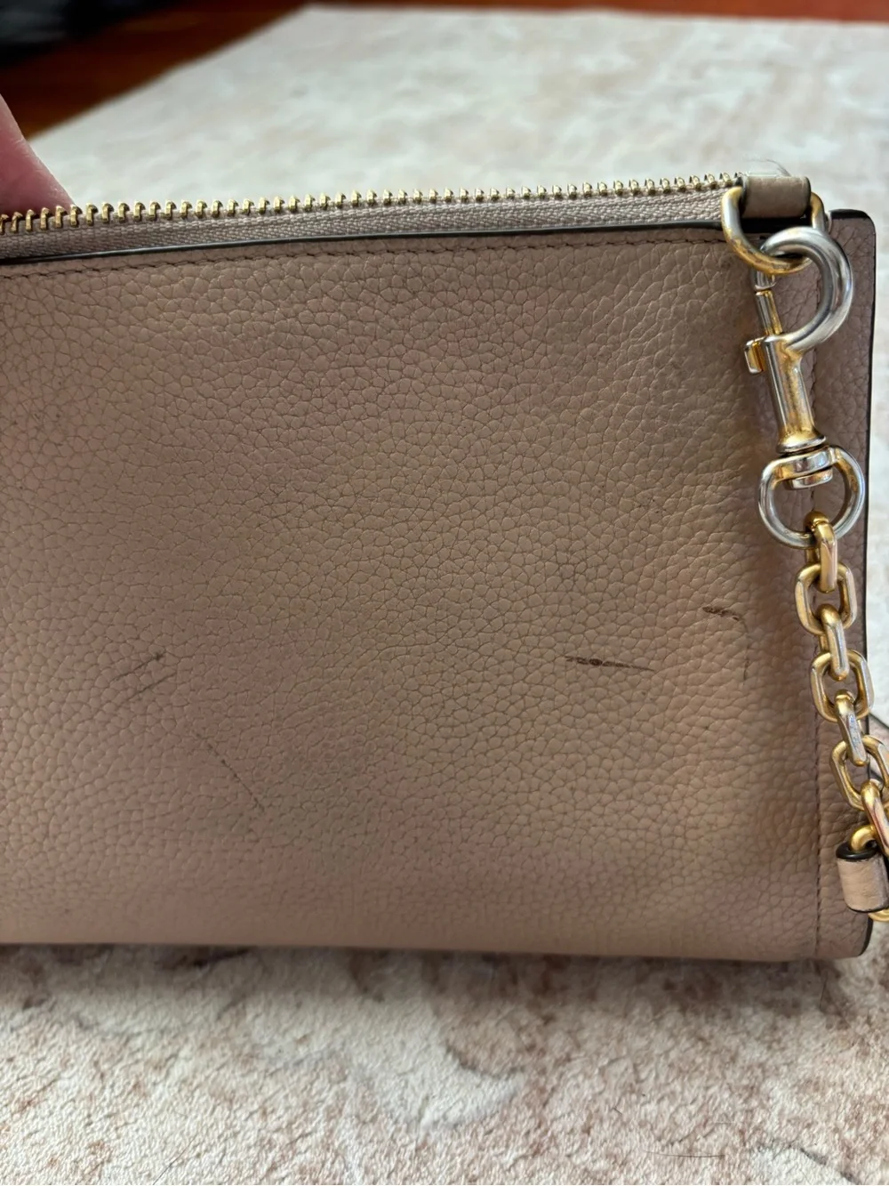 Tory Burch Beige Leather Crossbody Bag with Gold Logo